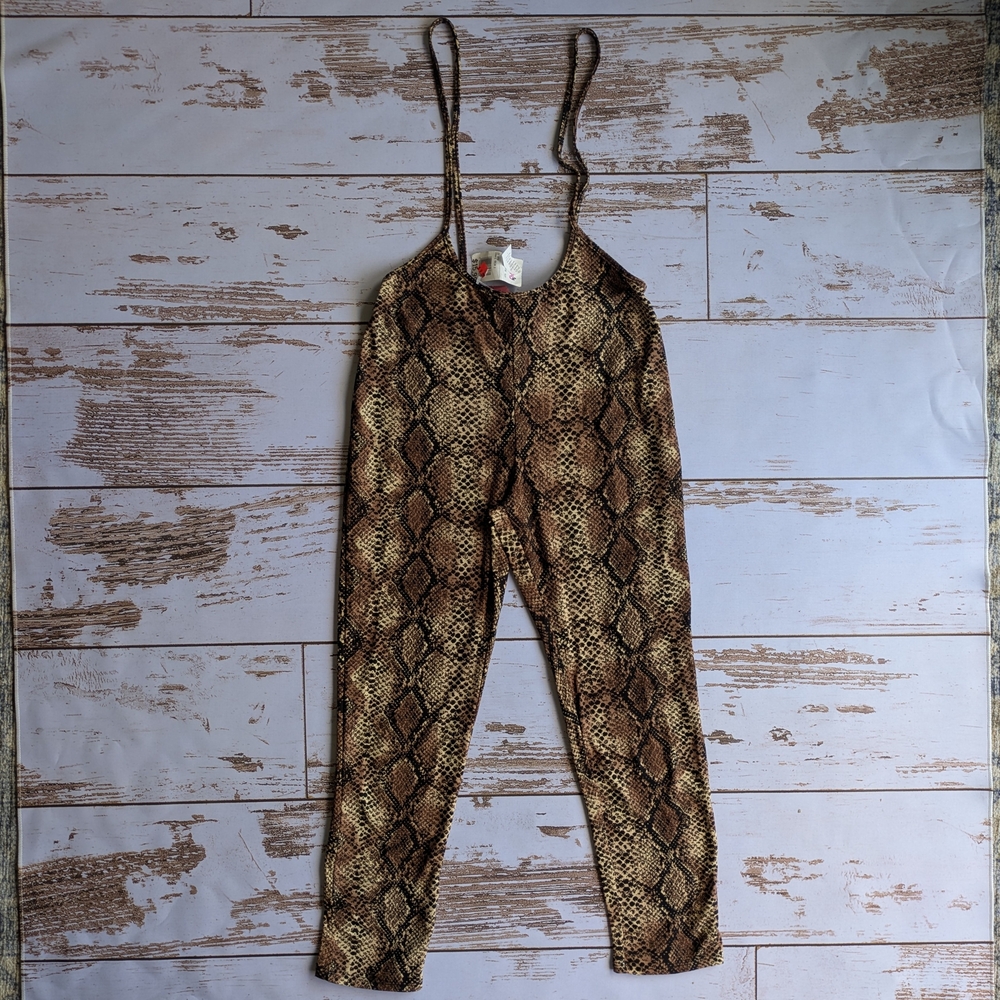 Madrag Brown Snake Print Leggings Sz L Soft Stretch